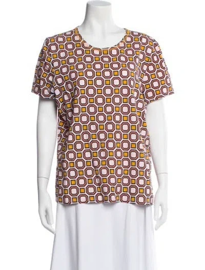Pre-owned Tory Burch Patterned Crew Neck T-shirt In Pink