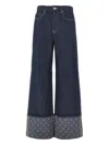Tory Burch Patterned Cuff Jeans In Blue