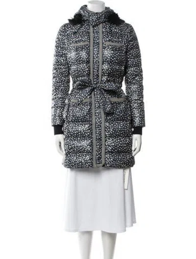 Pre-owned Tory Burch Patterned Down Coat In Blue
