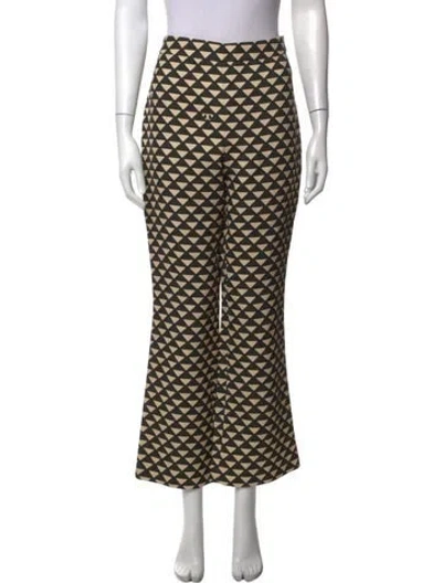 Pre-owned Tory Burch Patterned Flared Pants W/ Tags In Neutrals