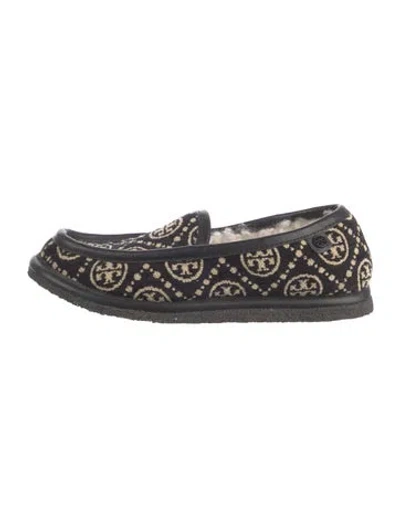 Pre-owned Tory Burch Patterned Flats In Black