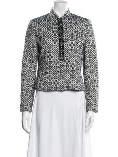 Pre-owned Tory Burch Patterned Jacket In Blue