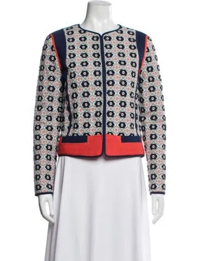 Pre-owned Tory Burch Patterned Jacket In Blue