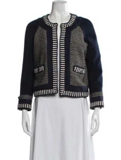 Pre-owned Tory Burch Patterned Jacket In Blue/neutrals