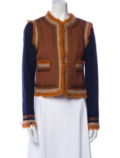 Pre-owned Tory Burch Patterned Jacket In Brown