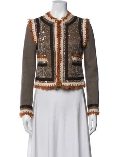 Pre-owned Tory Burch Patterned Jacket In Brown
