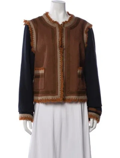 Pre-owned Tory Burch Patterned Jacket In Brown