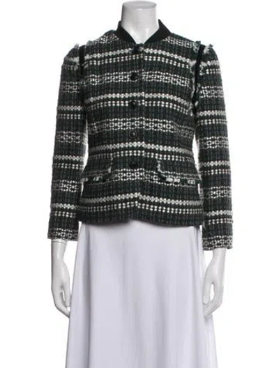 Pre-owned Tory Burch Patterned Jacket In Green