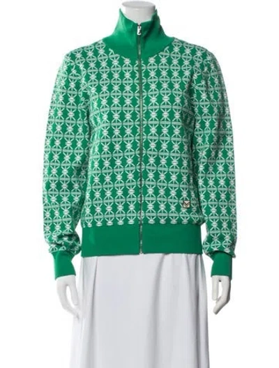 Pre-owned Tory Burch Patterned Jacket In Green