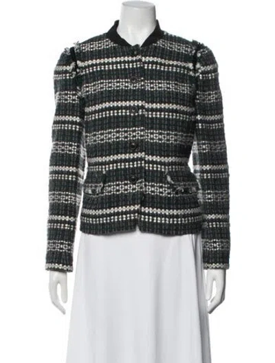 Pre-owned Tory Burch Patterned Jacket In Green
