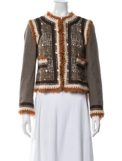 Pre-owned Tory Burch Patterned Jacket In Neutral