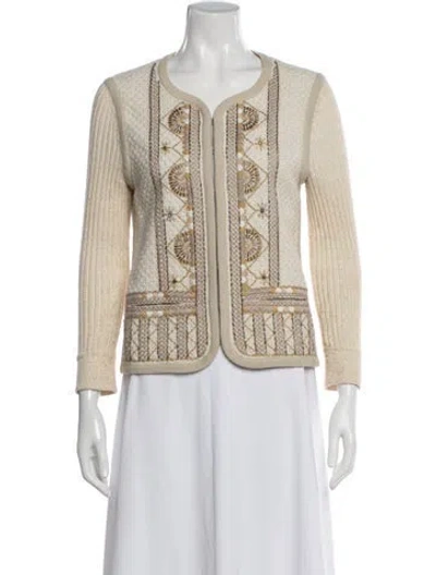 Pre-owned Tory Burch Patterned Jacket In Neutral