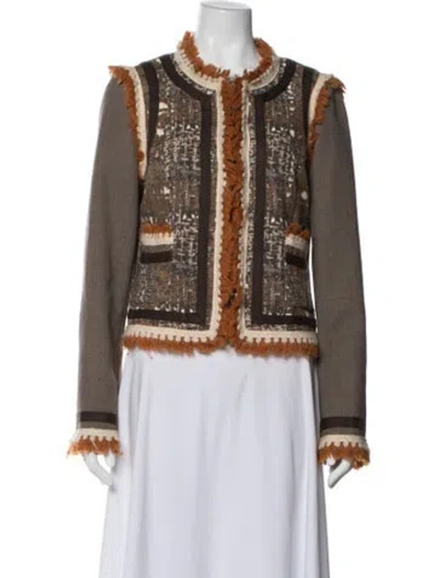 Pre-owned Tory Burch Patterned Jacket In Neutral