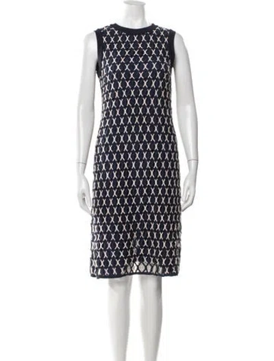 Pre-owned Tory Burch Patterned Knee-length Dress In Blue