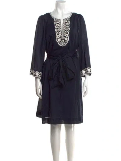 Pre-owned Tory Burch Patterned Knee-length Dress In Blue