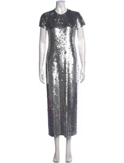 Pre-owned Tory Burch Patterned Long Dress W/ Tags In Gray