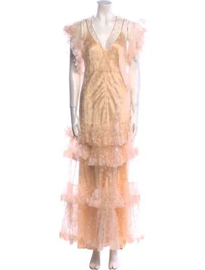 Pre-owned Tory Burch Patterned Long Dress W/ Tags In Pink