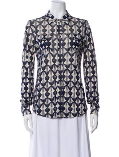 Pre-owned Tory Burch Patterned Long Sleeve Blouse