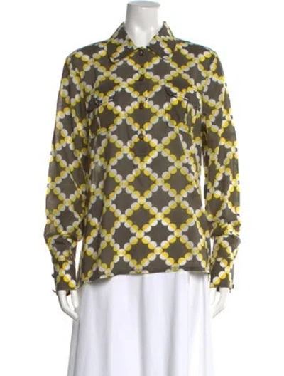 Pre-owned Tory Burch Patterned Long Sleeve Blouse In Multi