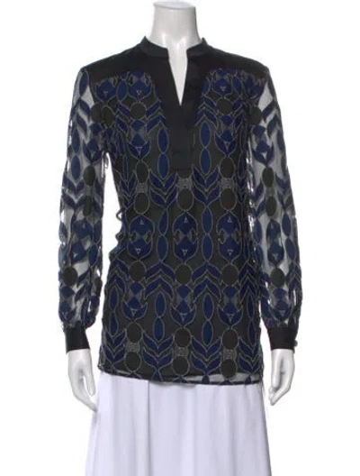 Pre-owned Tory Burch Patterned Long Sleeve Blouse In Multi