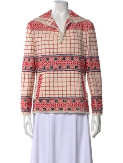 Pre-owned Tory Burch Patterned Long Sleeve Top In Neutral