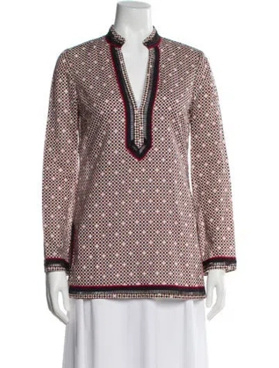 Pre-owned Tory Burch Patterned Long Sleeve Tunic In Multi