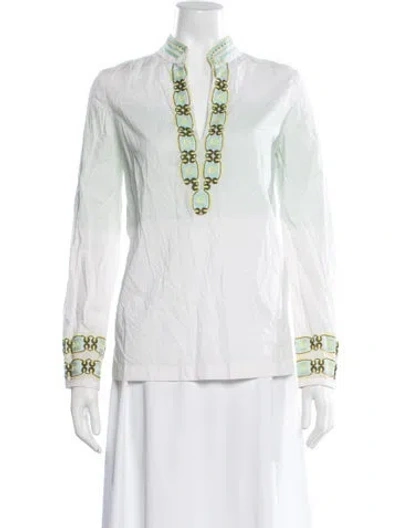 Pre-owned Tory Burch Patterned Long Sleeve Tunic In Neutral