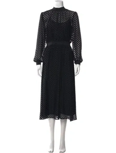 Pre-owned Tory Burch Patterned Midi Length Dress In Black