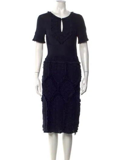 Pre-owned Tory Burch Patterned Midi Length Dress In Blue
