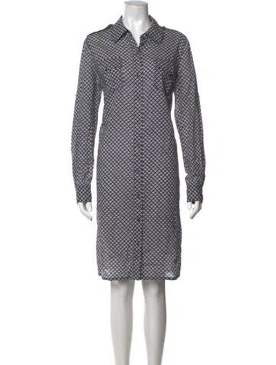 Pre-owned Tory Burch Patterned Midi Length Dress In Blue/white