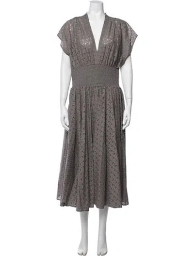 Pre-owned Tory Burch Patterned Midi Length Dress In Grey