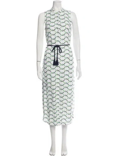 Pre-owned Tory Burch Patterned Midi Length Dress In White