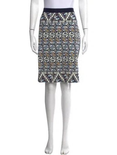 Pre-owned Tory Burch Patterned Midi Length Skirt In Blue
