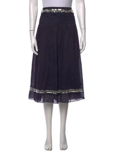 Pre-owned Tory Burch Patterned Midi Length Skirt In Blue