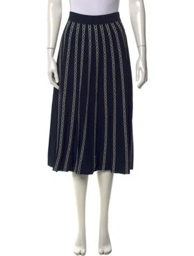 Pre-owned Tory Burch Patterned Midi Length Skirt In Blue