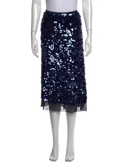 Pre-owned Tory Burch Patterned Midi Length Skirt In Blue