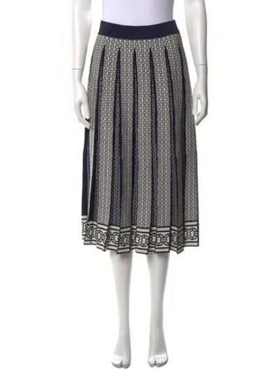 Pre-owned Tory Burch Patterned Midi Length Skirt In Blue