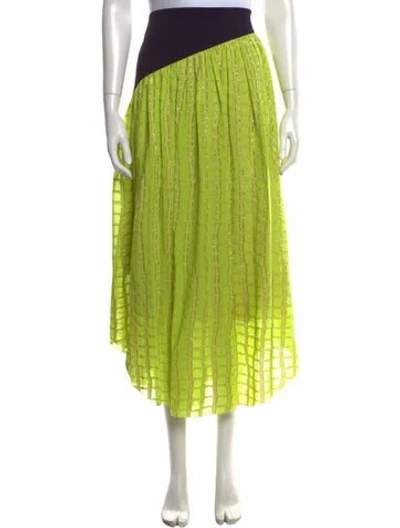 Pre-owned Tory Burch Patterned Midi Length Skirt In Green