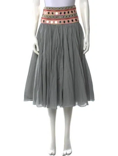 Pre-owned Tory Burch Patterned Midi Length Skirt In Grey