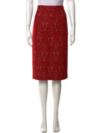 Pre-owned Tory Burch Patterned Midi Length Skirt In Red
