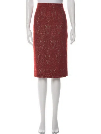 Pre-owned Tory Burch Patterned Midi Length Skirt In Red