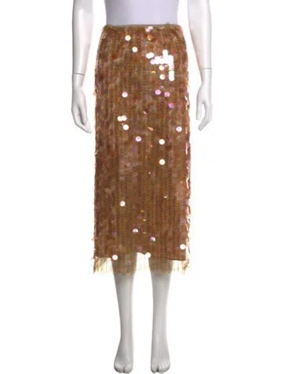 Pre-owned Tory Burch Patterned Midi Length Skirt W/ Tags In Brown