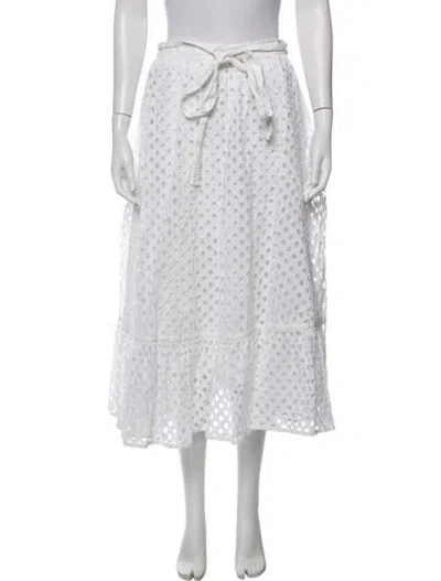 Pre-owned Tory Burch Patterned Midi Length Skirt In White