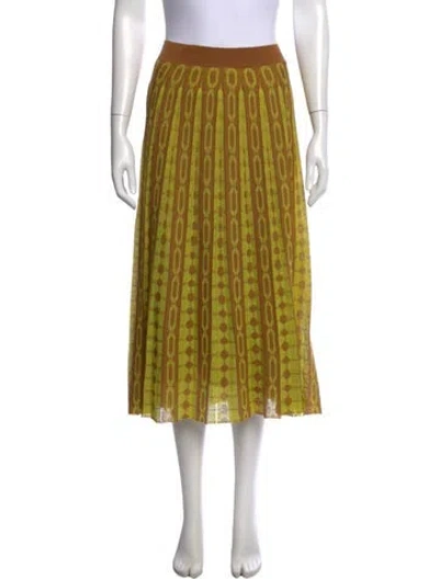 Pre-owned Tory Burch Patterned Midi Length Skirt In Yellow