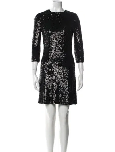 Pre-owned Tory Burch Patterned Mini Dress In Black