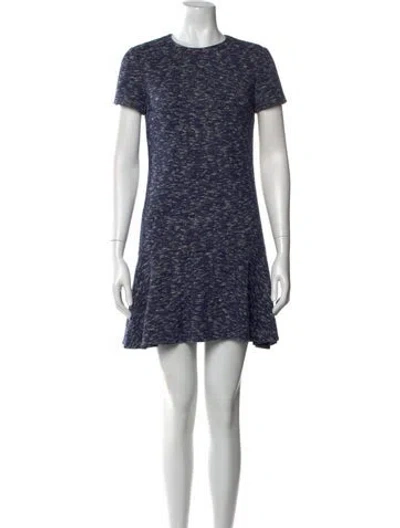 Pre-owned Tory Burch Patterned Mini Dress In Blue