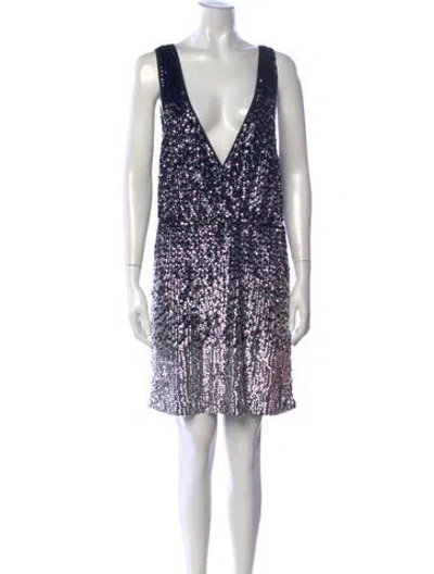 Pre-owned Tory Burch Patterned Mini Dress In Blue