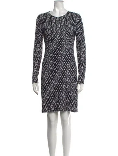 Pre-owned Tory Burch Patterned Mini Dress In Blue