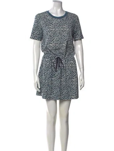 Pre-owned Tory Burch Patterned Mini Dress In Blue/neutrals