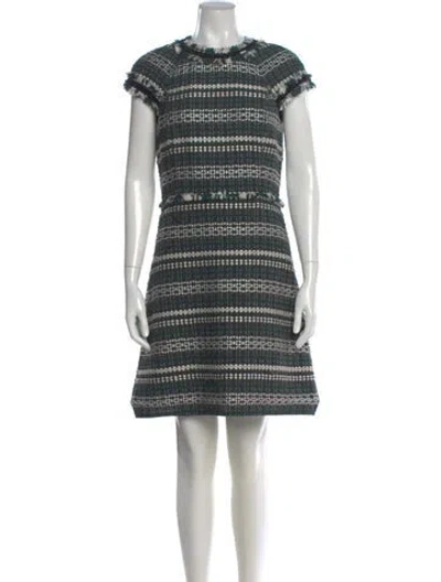 Pre-owned Tory Burch Patterned Mini Dress In Green